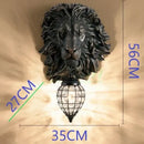 European style golden lion head wall lamp living room glass sconce