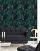 Dark Wallpaper with Palm Leaves
