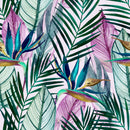 Exotic Flowers and Leaves on Light Background Wallpaper