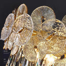Exquisite golden fan crystal chandelier for living room spaces