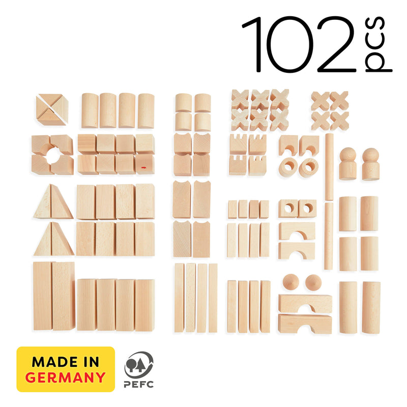 Basic Building Blocks 102 Piece Extra Large Wooden Starter Set