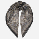 Helena - Silk Scarf Shawl - Brown and Blue