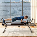 Core Pilates Extra-Large Multi-Functional Pilates Reformer Machine With Dynamic Resistance Cords And Aerobic Rebounder, Black (SAK32879)