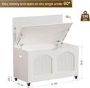 White Wooden Storage Bench On Wheels