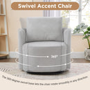 Modern 360° Swivel Accent Barrel Armchair in Grey Chenille, 29.9' Upholstered with Curved Design for Living Room, Bedroom, Office, and Hotel