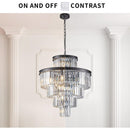 Black Luxury Crystal Chandelier Modern Chandeliers Lights Fixture Hanging Pendant Light Fixture for Dining Room Bedroom Living Room Dia 23.6 Inch-Black