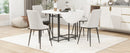 TOPMAX Space-Saving 5-Piece Extendable Kitchen Dining Table Set for Small Spaces - Round Faux Marble Top with Black Frame, 4 Upholstered Chairs, Compact Foldable Design,White+Beige