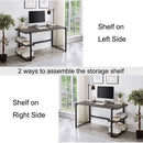 Grey Wood Rustic Industrial Computer Desk With Two Shelves