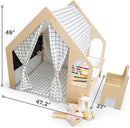 Wooden Montessori Style 5 In 1 Large Playhouse Windowpane