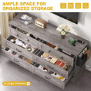 Grey Farmhouse 6 Drawer Dresser 59 Inch Wide With Air Purifier