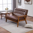 Mid-Century Modern Solid Loveseat Sofa Upholstered Pu Leather Loveseat, 2-Seat Upholstered Loveseat Sofa Modern Couch