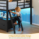 Twin Loft Bed With LED Lights And Storage Drawers Included