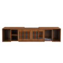 Mid-Century Modern 2 in 1 PET FRIENDLY  Walnut TV Stand With Extendable table Soft cushion Sliding door Cat friendly furniture