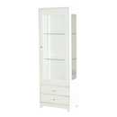 Modern Upholstered Glass Display Cabinet with Adjustable LED Light in White, 71'' Tall