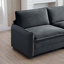 Oversized modular cushioned sofa with conversible ottoman, 3-seater sofa with 2 footstools, U shape sofa inGrey corduroy fabric