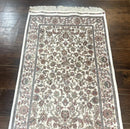 Small Turkish Silk Rug 2.6 x 4, Ivory, Allover Design, Bamboo Silk