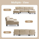 Light Khaki 110 Inch U Shape Sectional Sofa Double Chaise