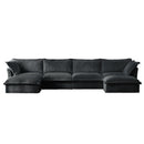 Slipcovered U Shape Sectional Wide and Deep Seat Sofa Couch, 4 Seater Sofa with French Edges Design Multiple Big Pillows, Soft Deep Seat Comfy Cloud Couch for Living Room, Apartment, Gray Corduroy