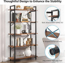 Industrial Rustic 5 Tier Etagere Bookshelf With Metal Frame