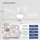36 Inch White Ceiling Fan With Dimmable LED Remote App Control Energy Efficient