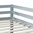 Solid Wooden , Solid Rubber Wooden Twin over Twin Floor Bunk Bed with Ladder ,Upper and Bottom Bed Platforms crafted with Strengthened Slats ,Grey
