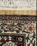 Wonderful Silk Turkish Hereke Prayer Rug 2.8 x 4.5, Tree of Life Design, Signature from Master Weaver, Gold and Burgundy, Handmade, 625 KPSI