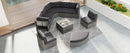Elegant Patio Furniture Set Outdoor Daybed Rattan Sectional with Cushions and Center Table, Grey, Iron + Rattan