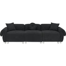 black teddy velvet fabric, with 3 pillows, three-person sofa can be placed in the living room and other scenes
