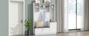 ON-TREND Elegant Design Hall Tree with Comfort and Storage Solutions, Functional Hallway Shoe Cabinet with Bench&Cushion, Modern Coat Rack with Hooks for Entryways, White (OLD SKU: SD000026AAK)