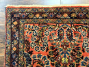 Antique Persian Lilihan Rug 2x4, Red, Floral, Wool, Handmade Lilian Persian Carpet