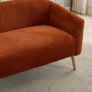 50.78'W Modern Loveseat Couch Sofa with Corduroy Upholstery, Wooden Legs, 2-Seat for Small Spaces Office Studio Apartment Bedroom, Orange