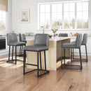 24 Inch Counter Height Leather Bar Stools Gray Set Of 2