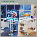 Sixty One Inch Computer Desk LED Illumination White Finish