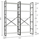 Two Piece Five Tier White Bookshelf Set Industrial Modern Bookcase For Living Room Office