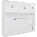 Twin Size Murphy Bed Wall Bed with Closet , Drawers & Desk-White