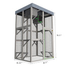 70.5＂ Tall Wooden Catio Outdoor Cat Enclosure, Gray Cat House Large Solid Wood Cage Playpen with 6 Jumping Platforms & 2 Napping Houses, Movable tarp cover