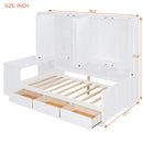 Twin Size Wooden Daybed With Three Drawers, and All-in-One Cabinet, Desk and Shelves, White
