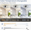 20 Inch Black Ceiling Fan With Lights And Remote, Dimmable, Flush Mount, Stepless Color Temperature, 6 Speeds