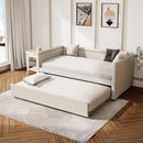 Modern Style Twin Size Upholstered Daybed with Trundle for Guest Room, Small Bedroom, Study Room, Beige