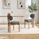 Wooden Dining Chairs Set of 2, Modern Fabric Upholstered Dining Room Chair Kitchen Chairs, Farmhouse Dinner Chair for Kitchen Dining Room