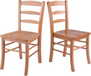 Light Oak Ladder Back Dining Chair Set 2 Piece Wood Chairs