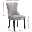 Set Of 2 Light Gray Velvet Tufted Wingback Dining Chairs Nailhead