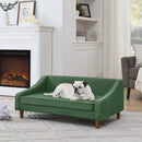 Modern Durable Elevated Dog Sofa Bed with Irregular Armrest Design, Comfortable Soft Green Pet Sofa, Foam Material