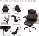 Brown PU Leather Office Chair With Adjustable Height