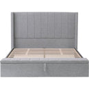 Queen Size Platform Bed with Headboard, Upholstered Platform Bed with Storage, Grey