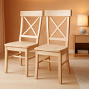 X Back Dining Chairs Set Of 2 In Unfinished Parawood