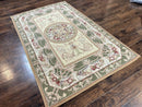 Aubusson Rug 5x8, Wool Handmade Vintage Carpet, Angel Motifs, Flatweave Rug 5 x 8, Medium Sized, European Design