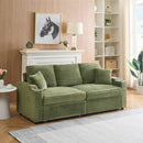 80-inch two-in-one folding sofa, foldable and hidden lying function, corduroy fabric, equipped with cup holder and pillow, easily adapts to the living room space, green