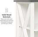 52 Inch White 2 Tier Modern Farmhouse Wood Bookcase Bookshelf for Home Office Storage Cabinet