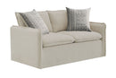 Upendo - Pattern Linen Loveseat With 2 Toss Pillows - Beige